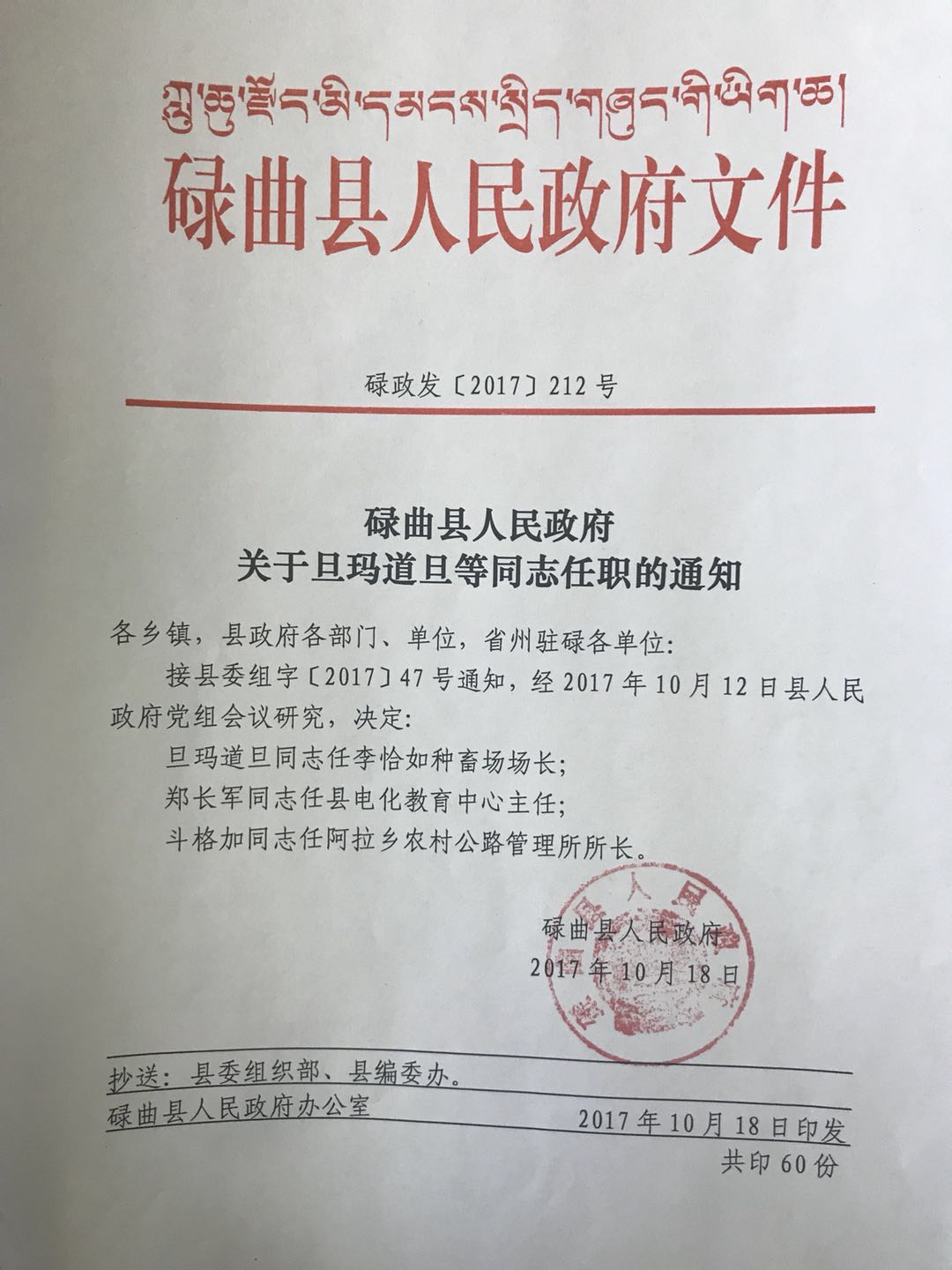 丹巴县人民政府办公室人事任命，县域发展新力量布局启动